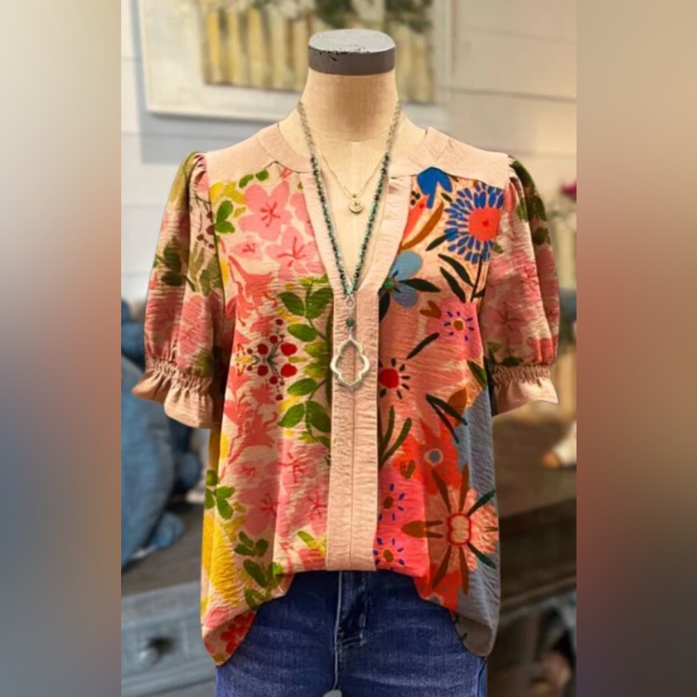 Boutique Floral Multicolor Top XL